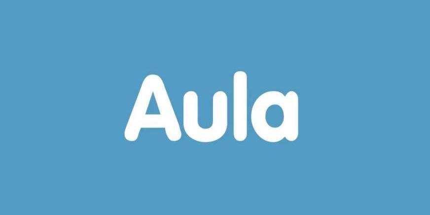 Aula skrevet med hvis på blå baggrund